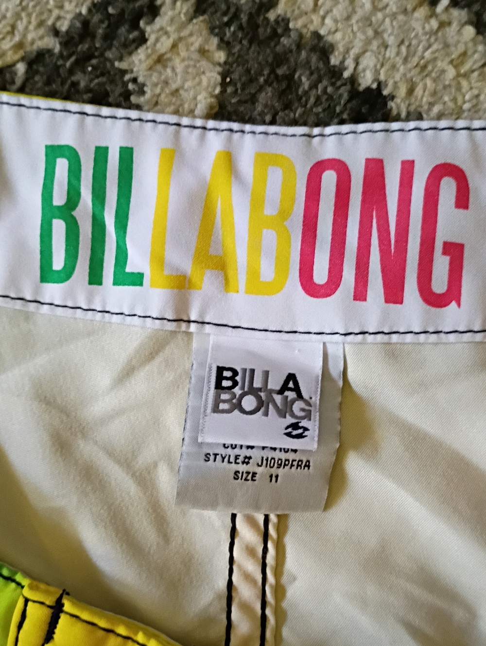 Billabong Women's Green Yellow Red Gradient Board Shorts - Picture 2 of 5